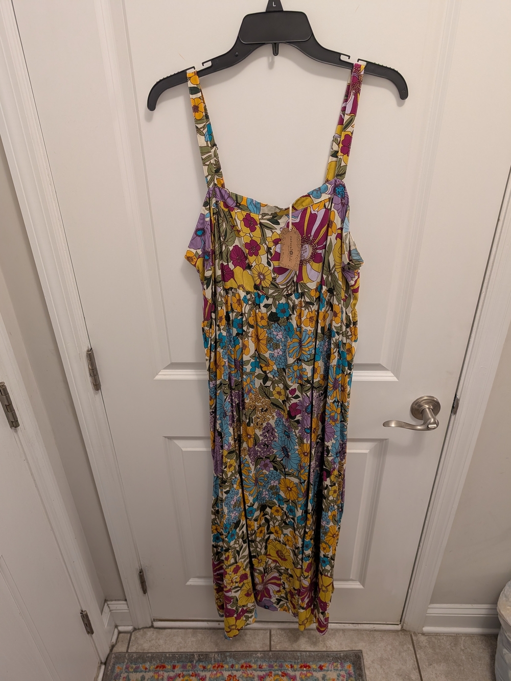 NATURAL LIFE Yellow, Blue & Purple Floral Maxi Dress